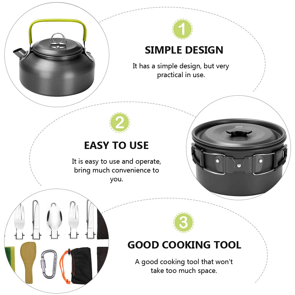 

1 Set 18 Pcs Aluminum Alloy Outdoor Tableware Cooking Utensils Tableware Cooker for Backpacking for Outdoor Camping