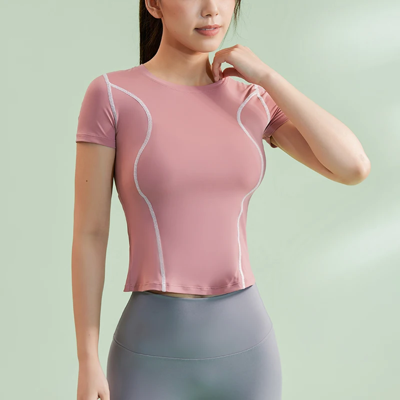 Women Sexy Yoga Top Fitness Clothes Short Sleeve Seamless Sport T Shirts Yoga Shirt Gym Tops Running Active Wear Femme Sport Top