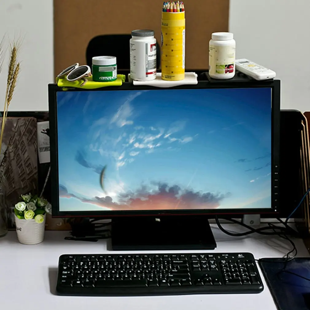 on TV PC Screen Top Stand Storage Shelf Computer Monitor Rack Bracket High-quality Adjustable Router DVD Player Socket Holder