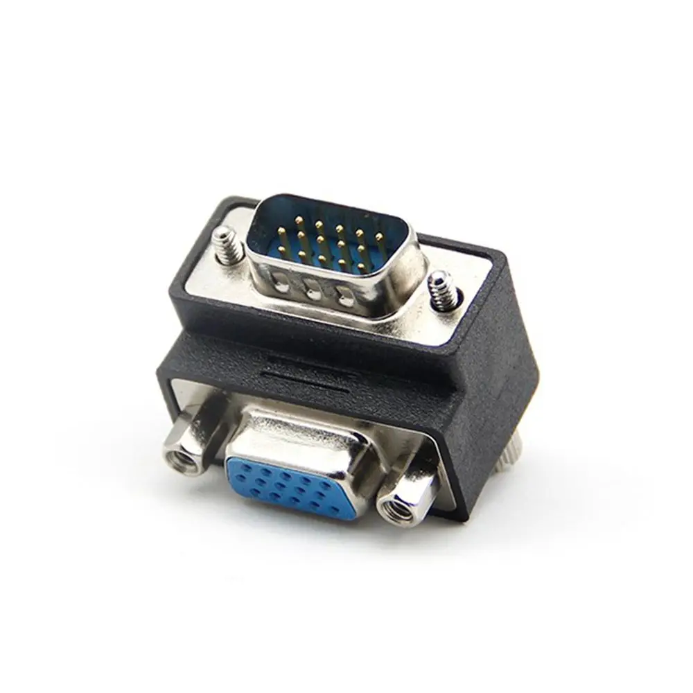 Вверх и вниз под углом 90 градусов VGA SVGA штекер переходник на гнездо 15Pin женского