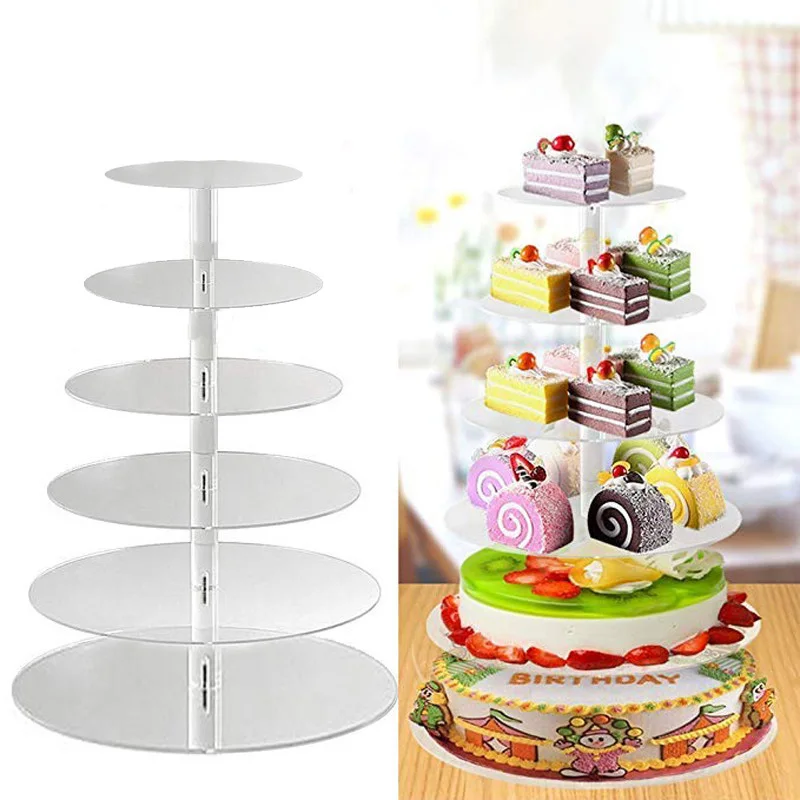 

3/4/5/6 Tiers Cake Stand Round Acrylic Cupcake Display Shelf Removable Cake Holder Wedding Birthday Party Decoration Stands