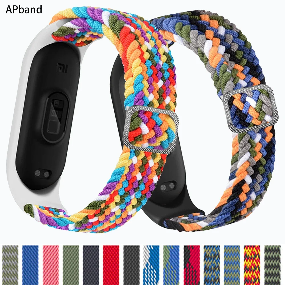 

Ремешок для браслета Mi band 6, эластичный регулируемый нейлоновый плетеный браслет Miband4 Mi band 5 correa для xiaomi Mi band 4 3 5 6 stra
