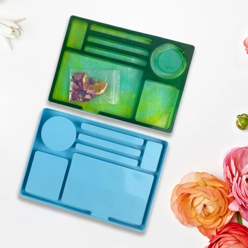 

Jewelry Storage Container Plate Epoxy Resin Mold Makeup Tray Silicone Mould DIY Crafts Casting Tools