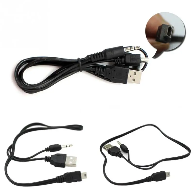 1 шт. 2 в USB кабель портативный динамик аудио Мужской мини usb 5pin + 3 5 мм AUX подходит