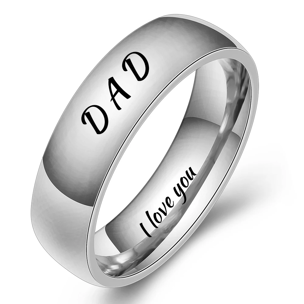 6mm DAD-S Семья для папы и сына, одежда для мамы и дочки с гравировкой выразить свою любовь память подарок кольцо Высокое качество Нержавеющая сталь ювелирные изделия Для женщин и мужчин кольца - Цвет основного камня: 6mm DAD-S