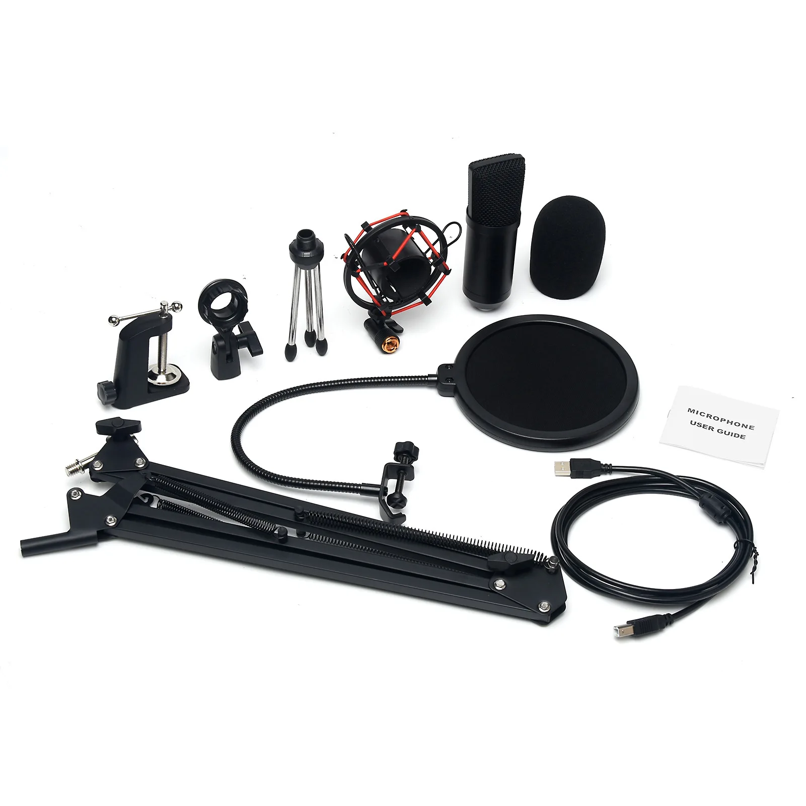 

Stand Multifunction With Flexible Arm Computer Live Streaming Filter Home Laptop For PC USB Gaming Microphone Set Desktop Studio