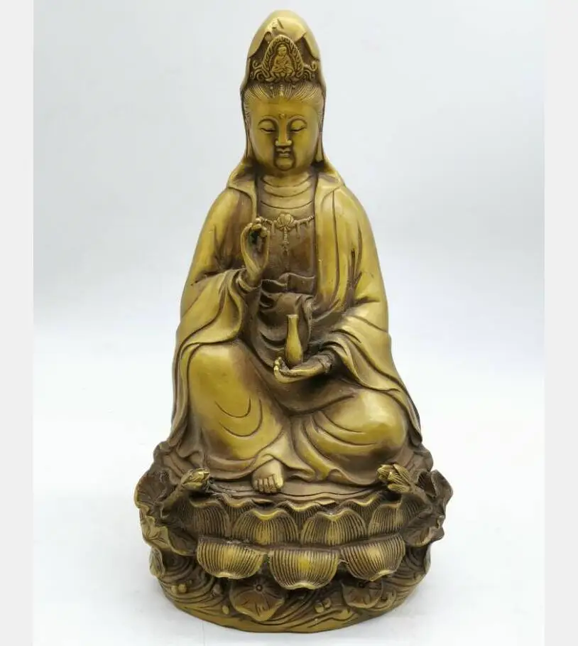 

China brass sit lotus Goddess of mercy Buddha crafts statue