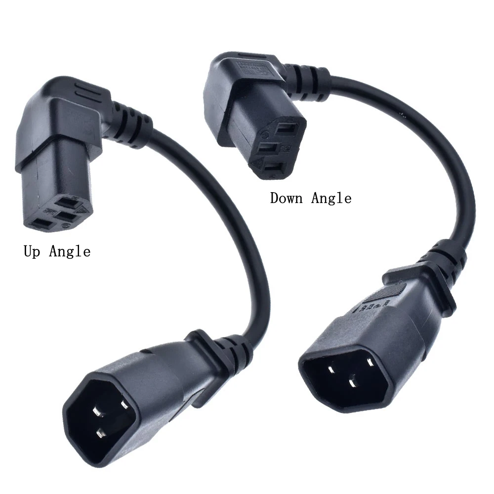IEC 320 C14 Male to C13 Female PLug PDU/UPS Extension Power cable Connector Up/Down 90 degrees right angle 1 pcs*