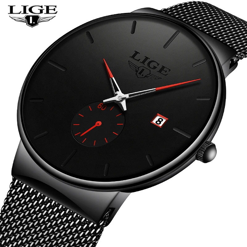 

2022 New LIGE Mens Watches Casual Fashion Gift Men Watch Business Waterproof Quartz Watch Full Steel Clock Relogio Masculino+Box
