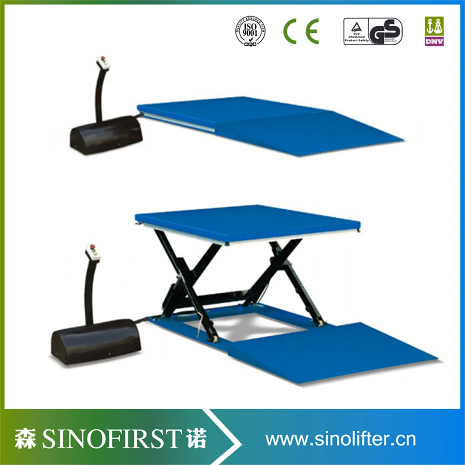 Низкопрофильный гидравлический ножничный подъемник сертифицированный CE| |