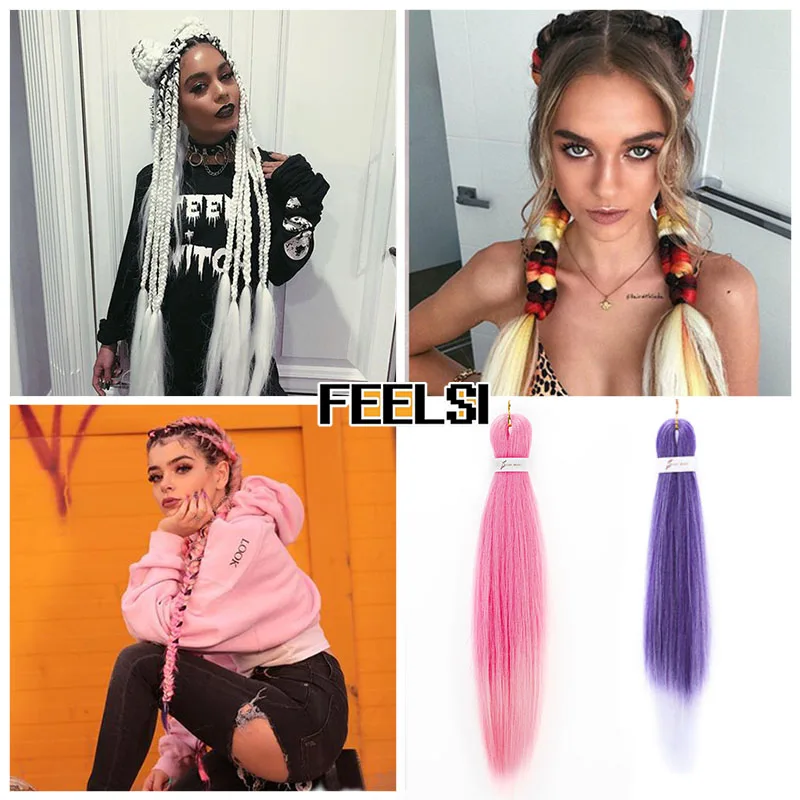 EZ 24 дюйма Джамбо косички длинные пряди Омбре крючком синтетические для