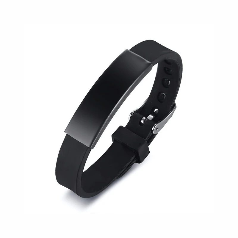 Модный мужской браслет из нержавеющей стали без рисунка спортивные черные