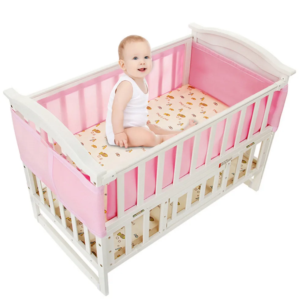 

Baby Ademend Mesh Wieg Liner Vier Seizoenen 3D Ademend Kindje Anti-Collision Beddengoed Kit Afneembare Sandwich Wieg Liner