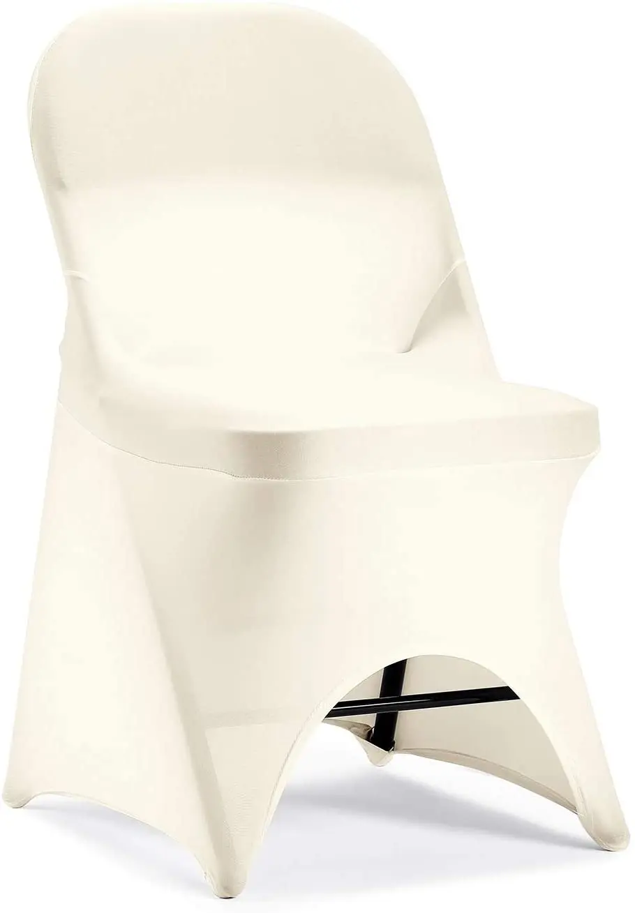 

Stretch Spandex Folding Chair Cover with Open Back for Wedding Party Dining Banquet Event (Ivory with Open Back,6pcs)
