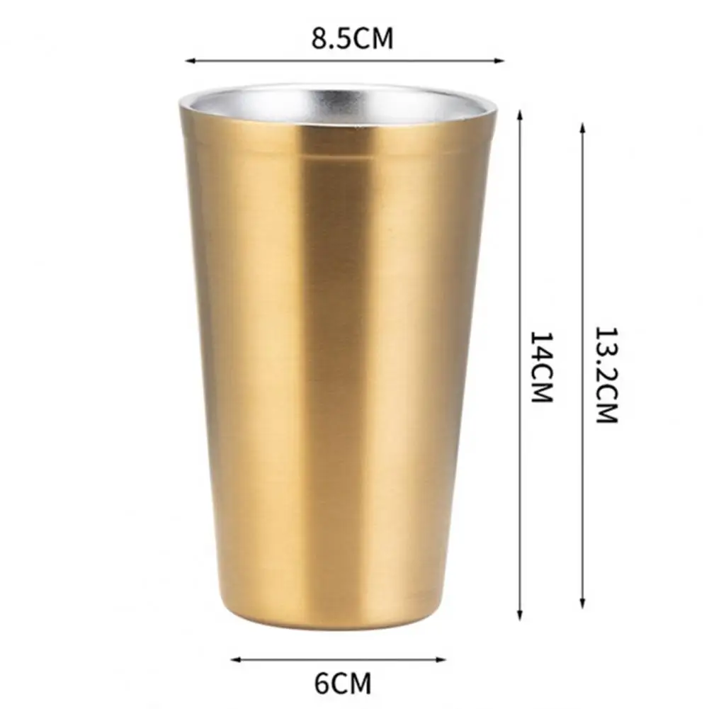 

480ML 304 Stainless Steel Double-Layer Anti-Fall Drink Cup Beer Glass Water Mug