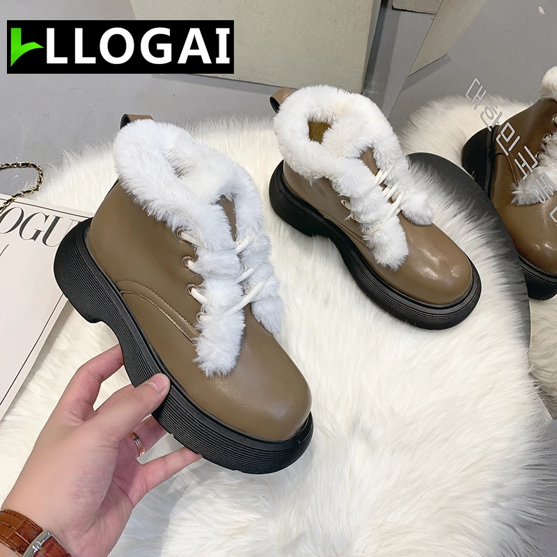 

Теплые женские Ботинки Martin в студенческом стиле с бархатной подкладкой, женские зимние ботинки на платформе в стиле ретро со шнуровкой, мод...