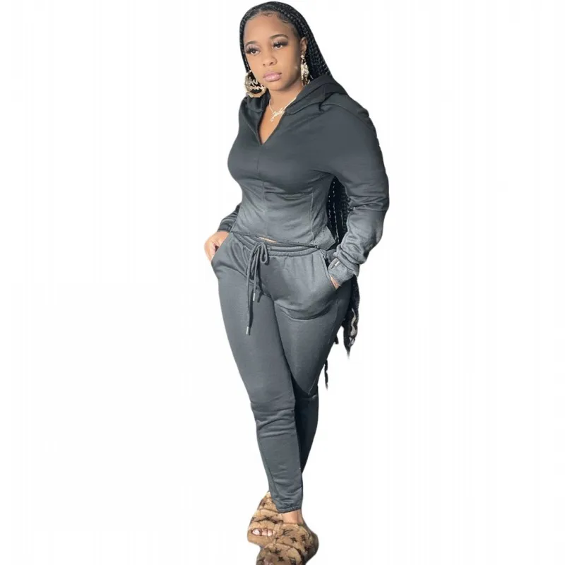 

Tracksuit Two Piece Set Women Hooded Tops And Sweat Pant Suits Autumn Winter New Solid Fashion Casual Sporty 2 Piece Outfits Set