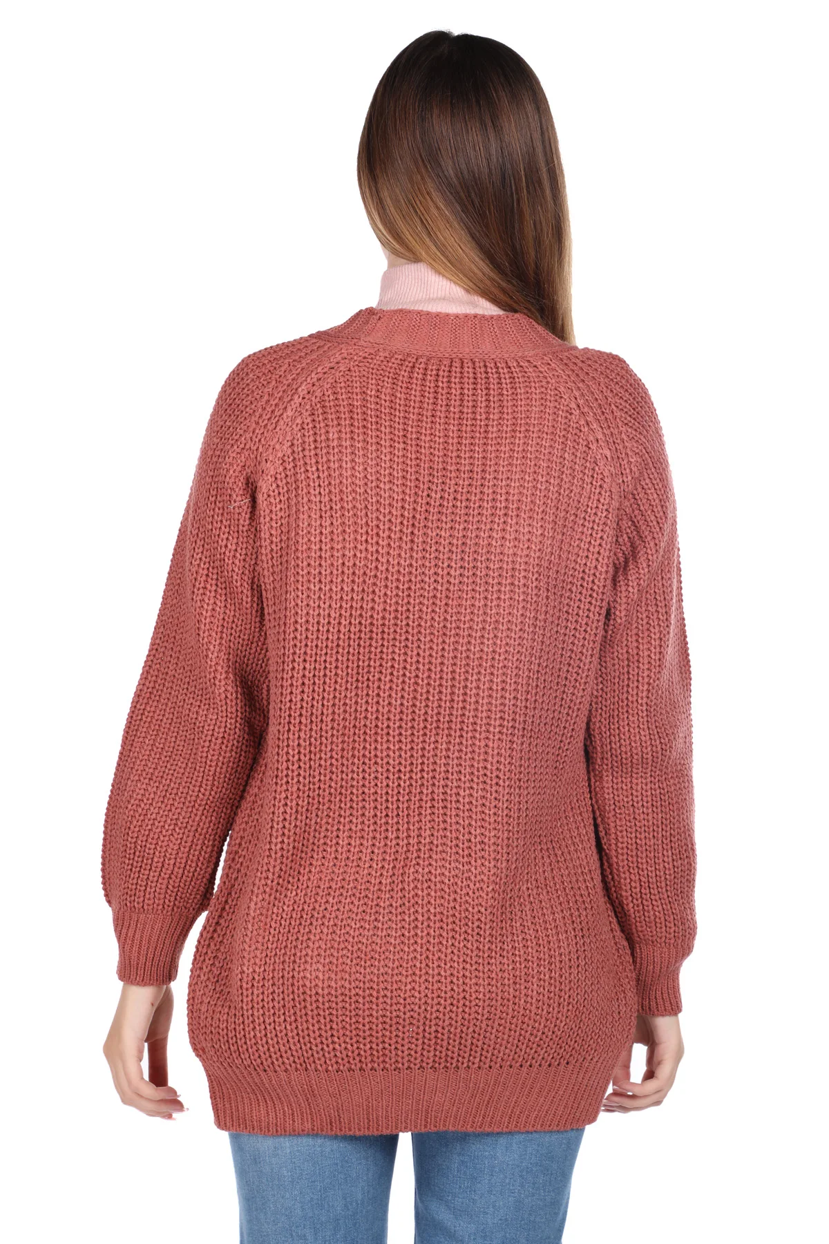 

Open Front Rose Color Womens Knitwear Cardigan