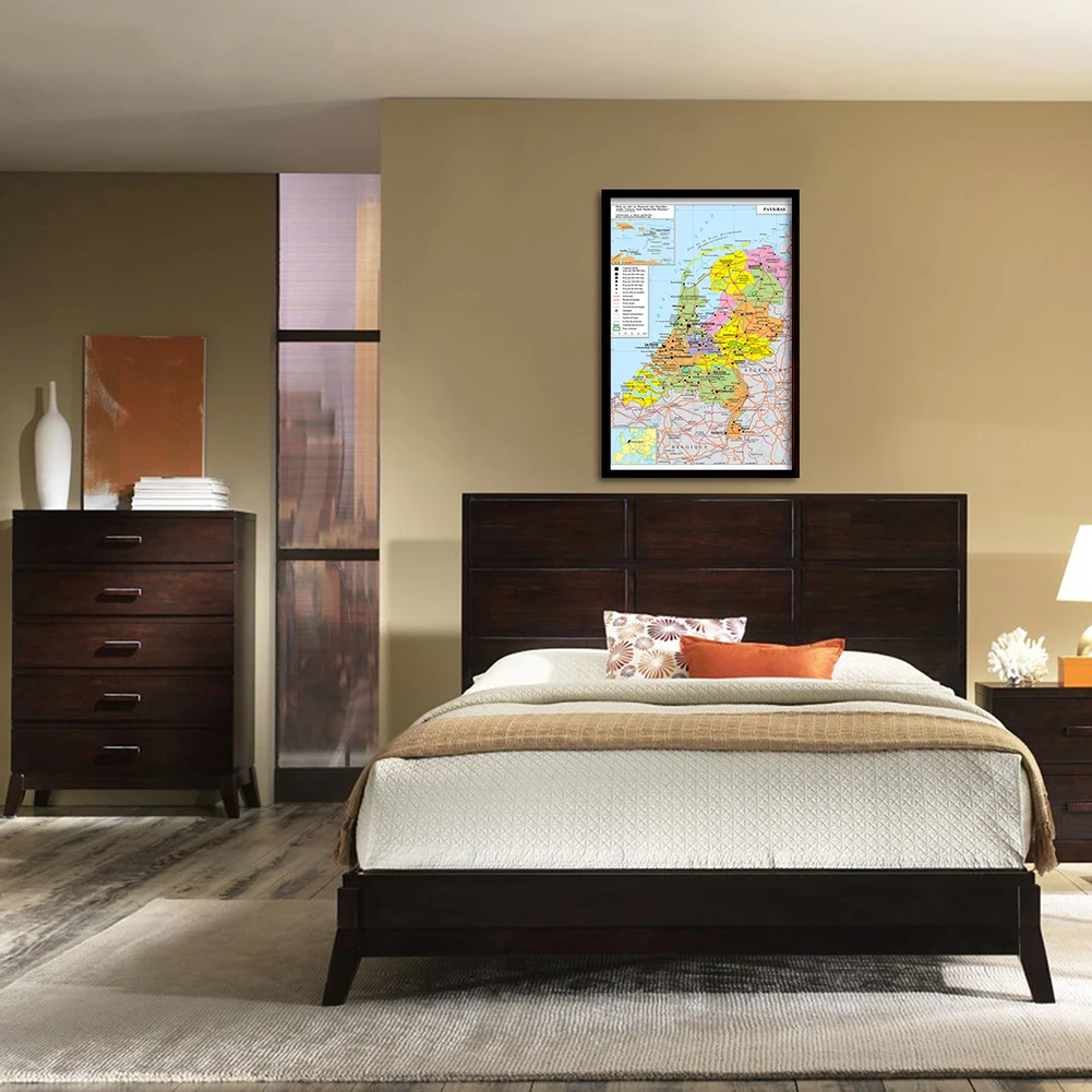 

59*84cm Transportation Map of The Netherlands s In French Political Map Wall Poster Canvas Painting Home Decor School Supplies