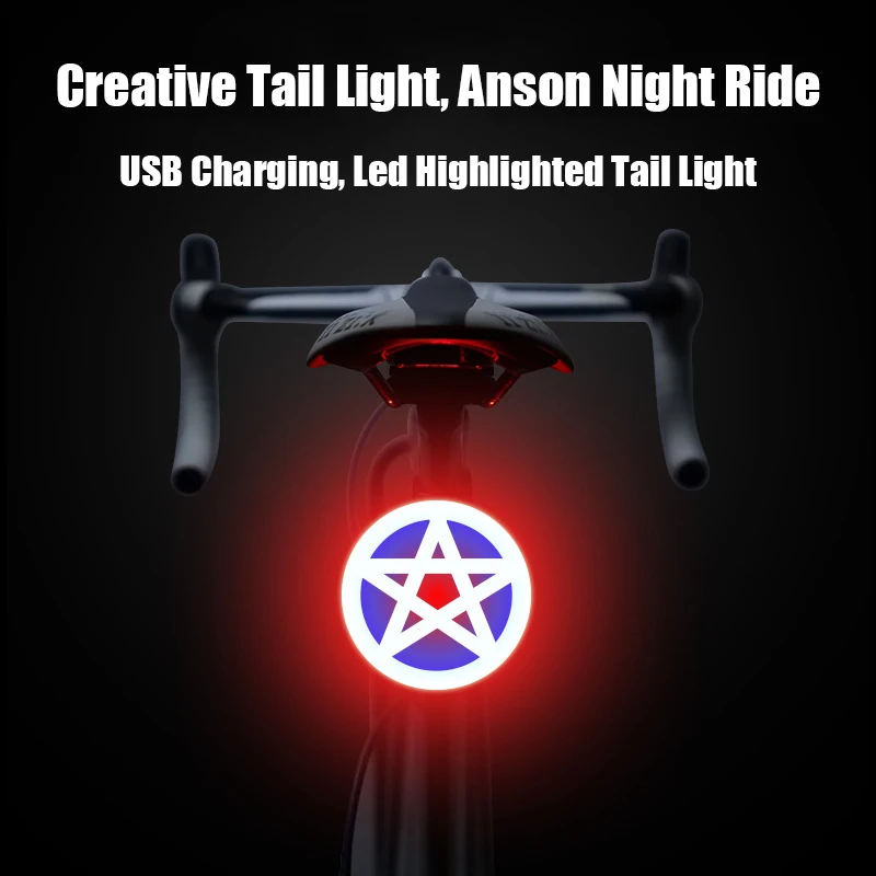 

USB Rechargeable Bicycle tail Light 10 lumens double flash mode MTB light night riding Easy to install creative riding equipment