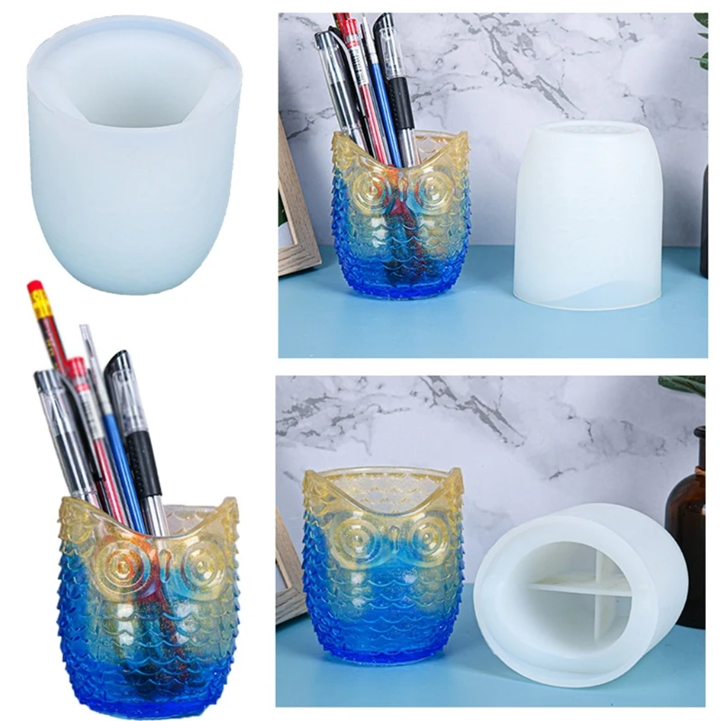 

DIY Owl Pen Holder Epoxy Resin Mold Desktop Organizer Decorations Silicone Molds DIY