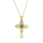 CANNER Настоящее серебро 925 пробы ожерелье крест Цветной циркон ожерелье для женщин 2020 ювелирные изделия цепь ожерелье Бижутерия Воротник