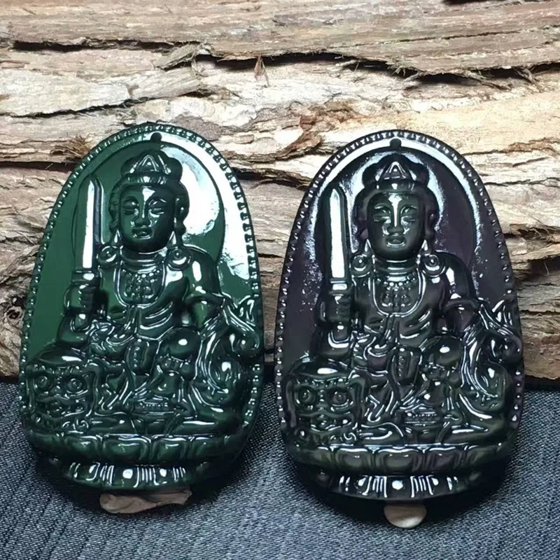 OMHXZJ Wholesale ZB451 European Fashion Birthday Party Wedding Gift Natural Stone Fine Obsidian Zodiac Sign Buddha Pendant Charm | Украшения