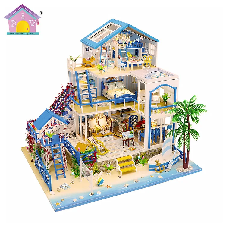 

Model scene, handmade doll house, romantic Aegean sea