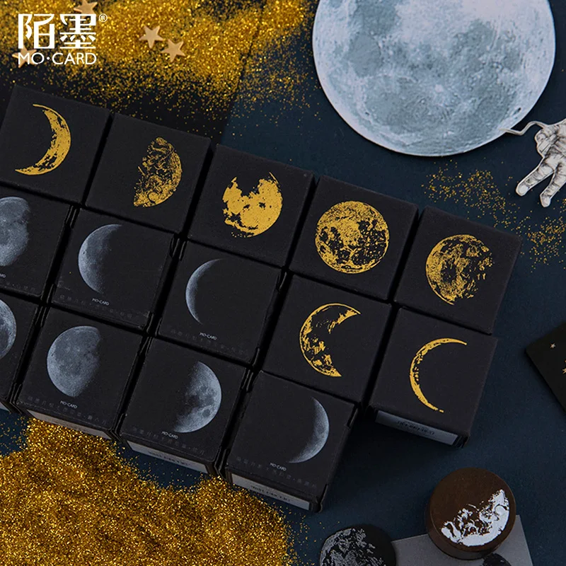

10 Boxes Vintage Moon Phase Set Decorative Stamp Wooden Rubber Stamps for Scrapbooking Stationery DIY Craft Standard Stamp