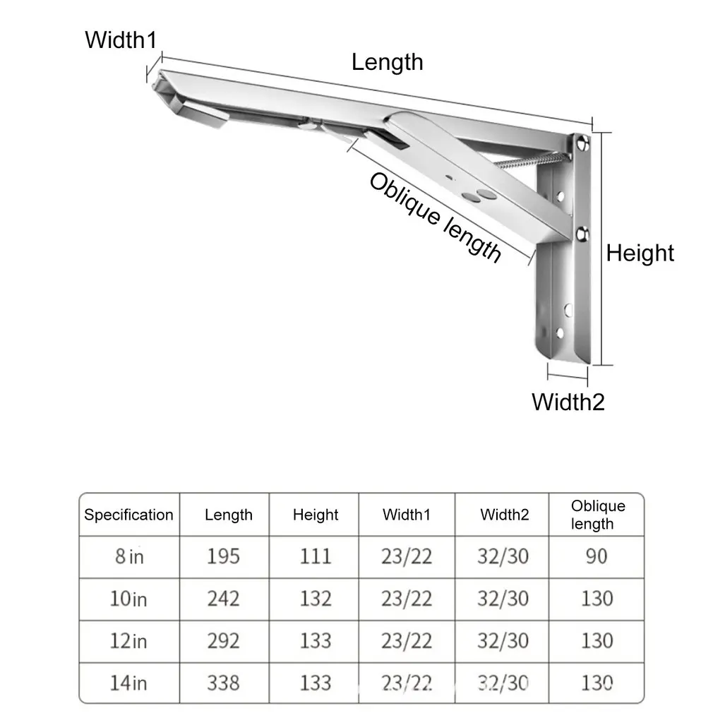 2 Pack Folding Shelf Brackets Max. Load 440lb Stainless Steel DIY Wall Mounted Bracket Space Saving For Table Work Bench | Инструменты