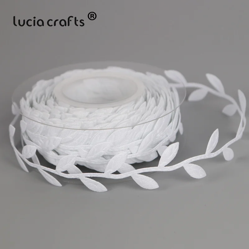 Lucia crafts 1 рулон/лот(10 метров/рулон) 30 мм листья отделка украшения лист ленты DIY ткань аппликации швейная одежда Q0708 - Цвет: White