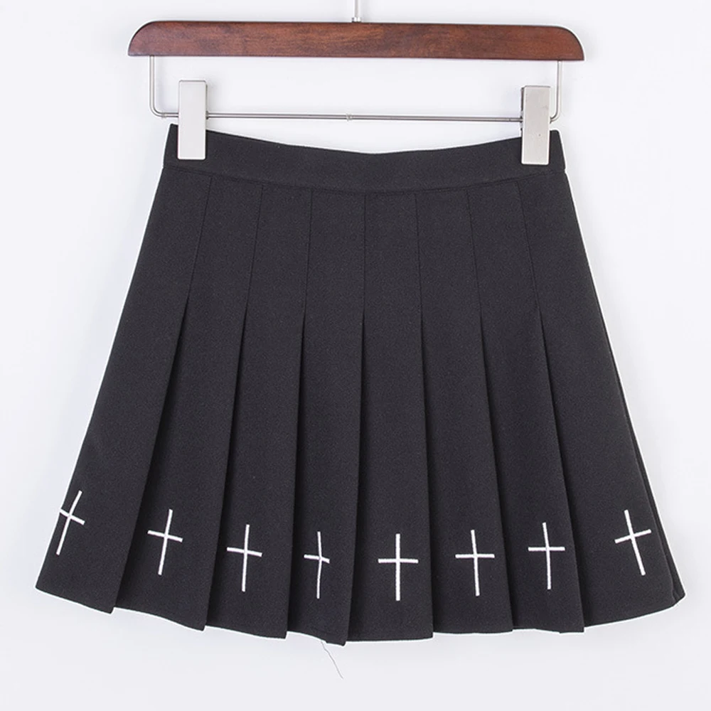 

Black Punk Mini Skirt Streetwear High Waist Harajuku Rock Women Skirts High Waist Mini Skirt Pleated Costume Skirt for Goth Girl