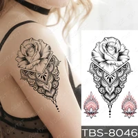 black henna sexy temporary tattoo sticker rose flower peony lotus shoulder back tatu man woman child glitter tato body art 2021