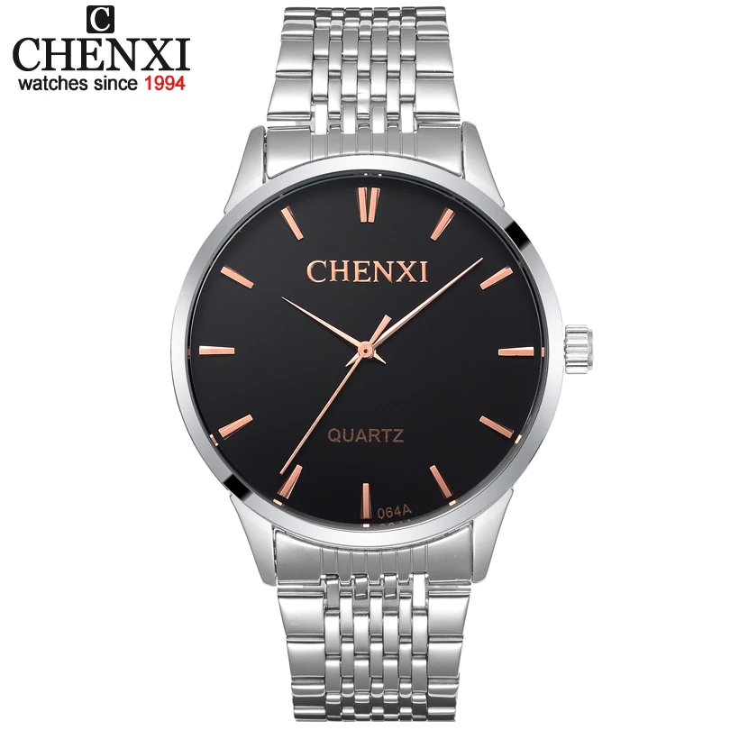 

CHENXI Famous Original Brand Stainless Steel Quartz Watch Men's Business Analog Wristwatches Silver Band With 2Colors Dial Watch