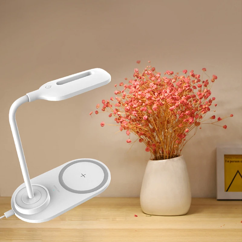 

New 10W LED Table Desk Lamp Wireless Charger Eye Protect Touch Sensor Reading Light Charging for iPhone Mobile Phone Night Light