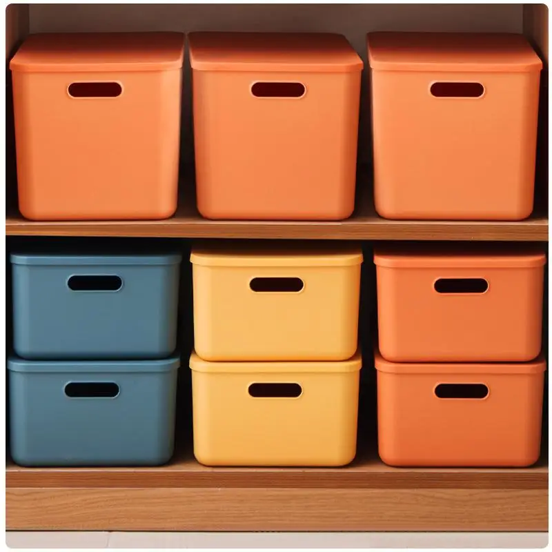 

Dust-proof Sundries Storage Bins Basket Lid Boxes Closet Organizer Waterproof Clothes Colors Toys Stackable Household Wardrobe