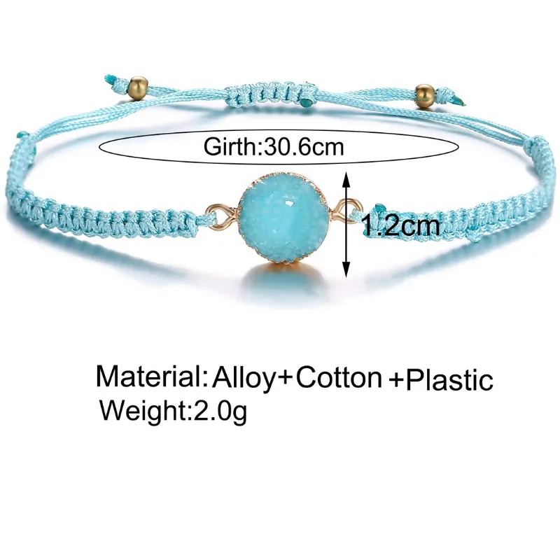 

Retro Round Hand-woven Hand Rope Inlaid Crystal Bracelet Fashion Jewelry Accessories for Women