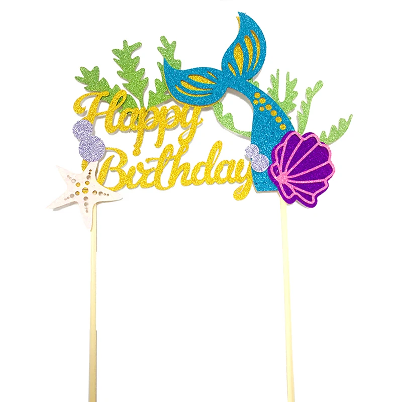 

Starfish Mermaid Happy Birthday Cake Toppers Cupcake Baby Shower DIY Gifts