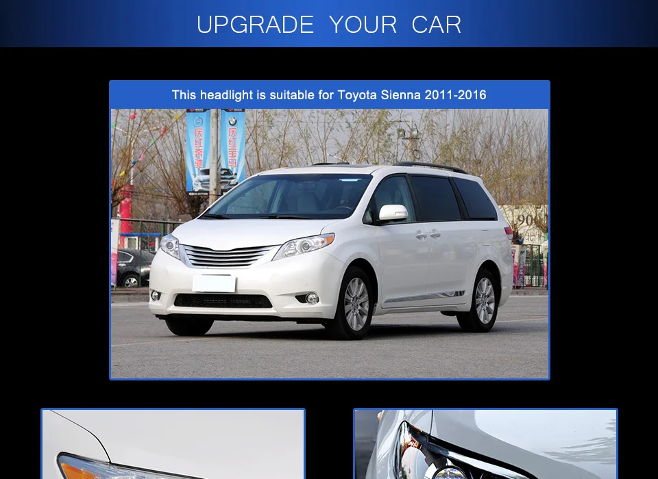 Фара для автомобиля Toyota Sienna 2011- фары Противотуманные фары Дневные ходовые огни DRL H7 светодиодный Биксеноновая лампа автомобильные аксессуары