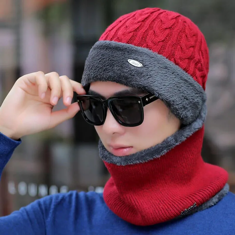 Брендовые зимние шапки для мужчин Skullies Beanies Мужская зимняя вязаная шапка из крученой пряжи шарф из шерсти женская маска капота мужская шапка