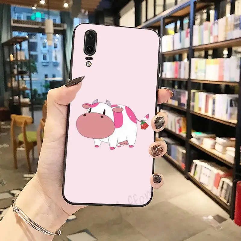 

Lovable pink cute strawberry cow Phone Case For Huawei honor Mate P 10 20 30 40 Pro 10i 9 10 20 8 x Lite