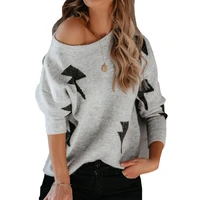 printed knitwear sweaters women 2021 autumn new round neck long sleeve sweater slim all match casual