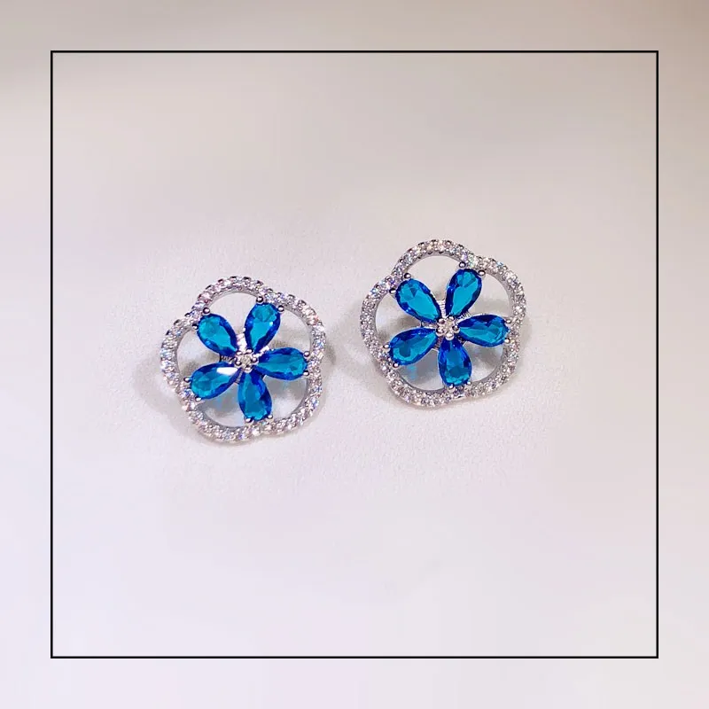 Серьги-капли для женщин, Серебро S925 пробы, хорошее ювелирное изделие, сапфировые серьги-капли, Свадебные Роскошные серьги - Цвет камня: 008