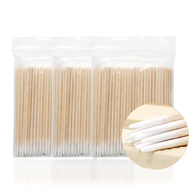 

300Pcs Ultra-small Cotton Swab Lint Free Micro Brushes Wood Cotton Buds Eyelash Extension Glue Removing Tools Disposable