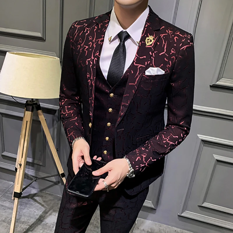 Роскошный мужской костюм новейший пиджак брюки жилет дизайнерские костюмы
