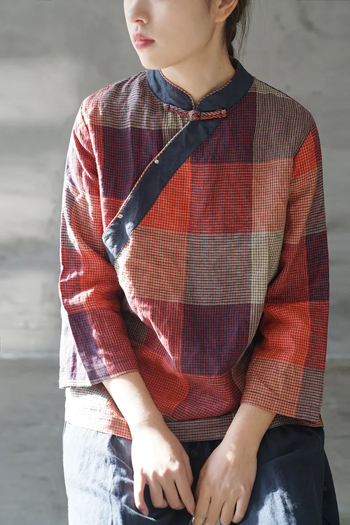 Оригинальный Вертикальный Воротник Guofeng наклонный отворот цветная тканая