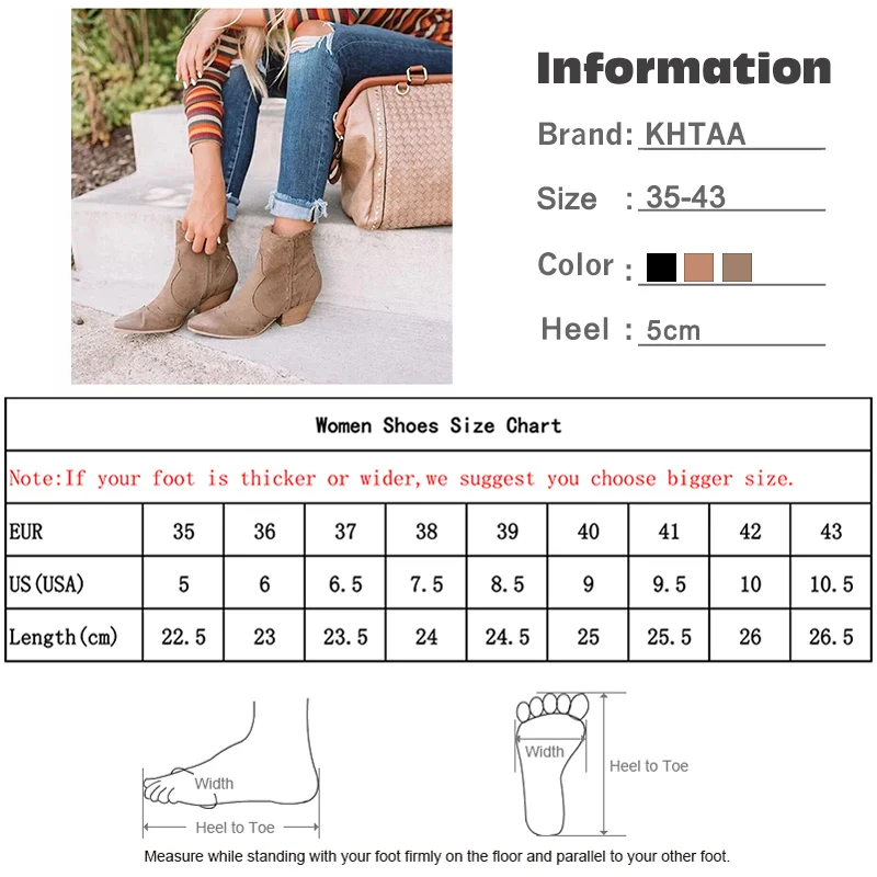 

Autumn Women Ankle Boots Suede Woman Zip Sewing Pointed Toe Ladies Women's Chunky Heels Short Boots Female Shoes Plus Size 2019