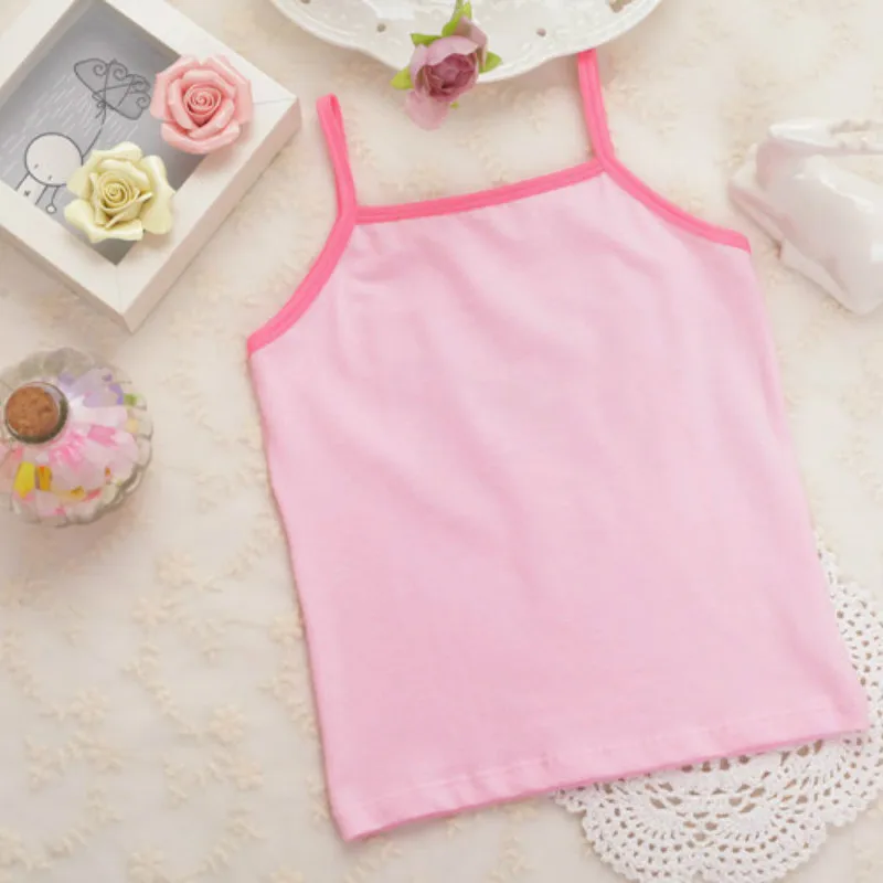 3 шт./лот детская майка топы на бретелях для девочек хлопчатобумажная футболка с