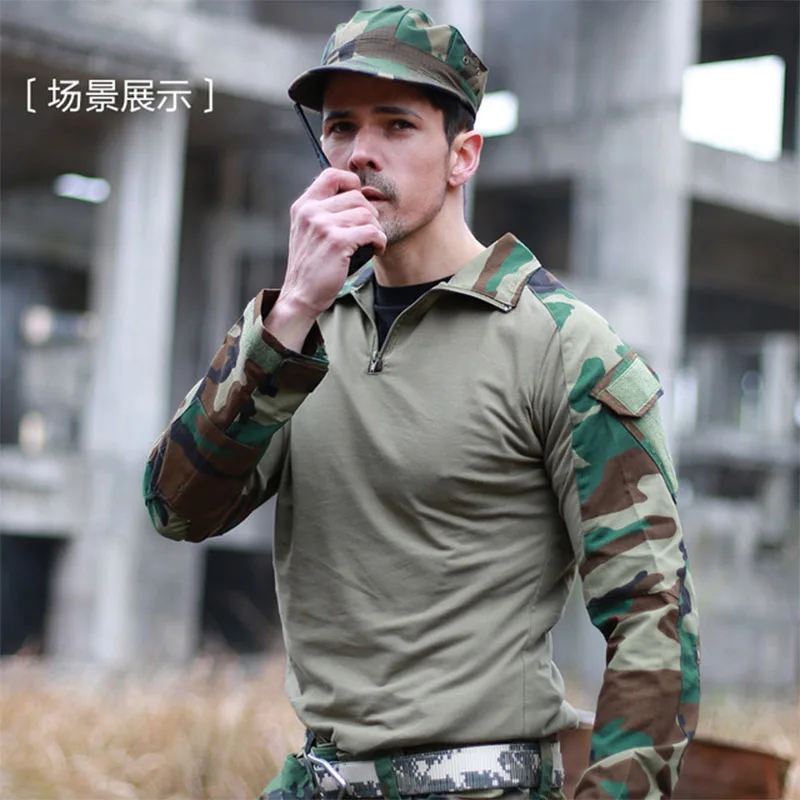 5XL Для мужчин на открытом воздухе камуфляжная Военная Тактическая футболки с