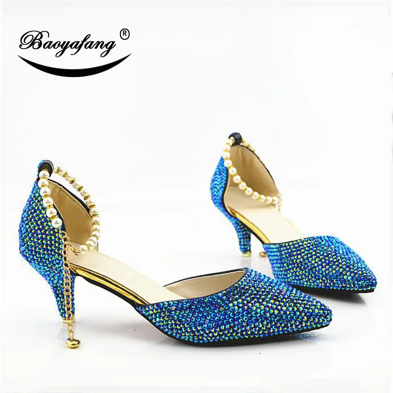 Женские свадебные туфли с острым носком Цвет ГОЛУБОЙ вечерние модельные со